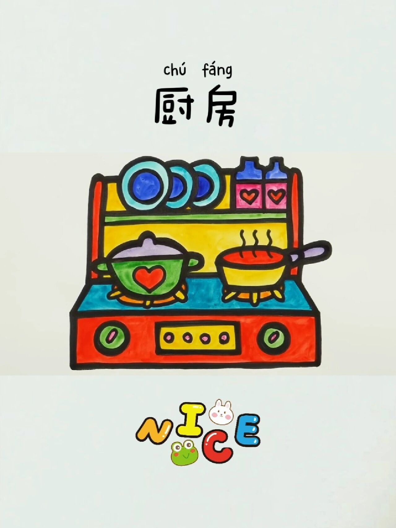 儿童简笔画218:厨房