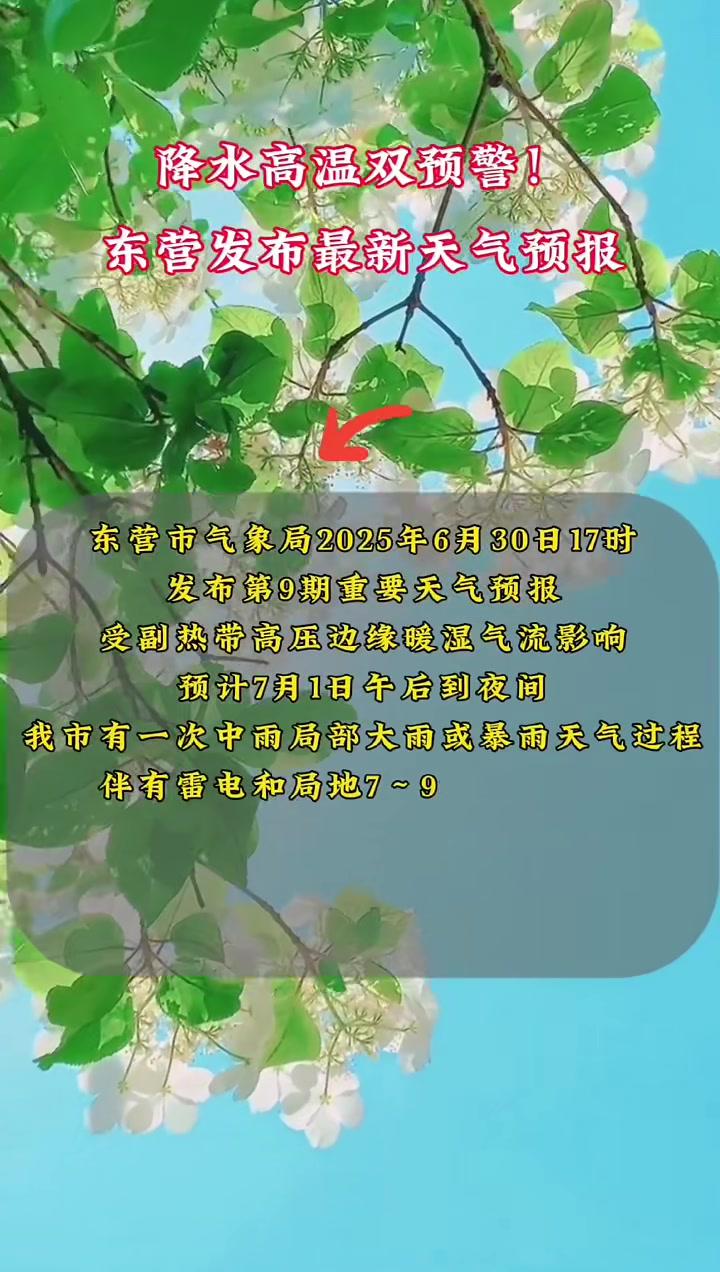 降水高温双预警!东营发布最新天气预报