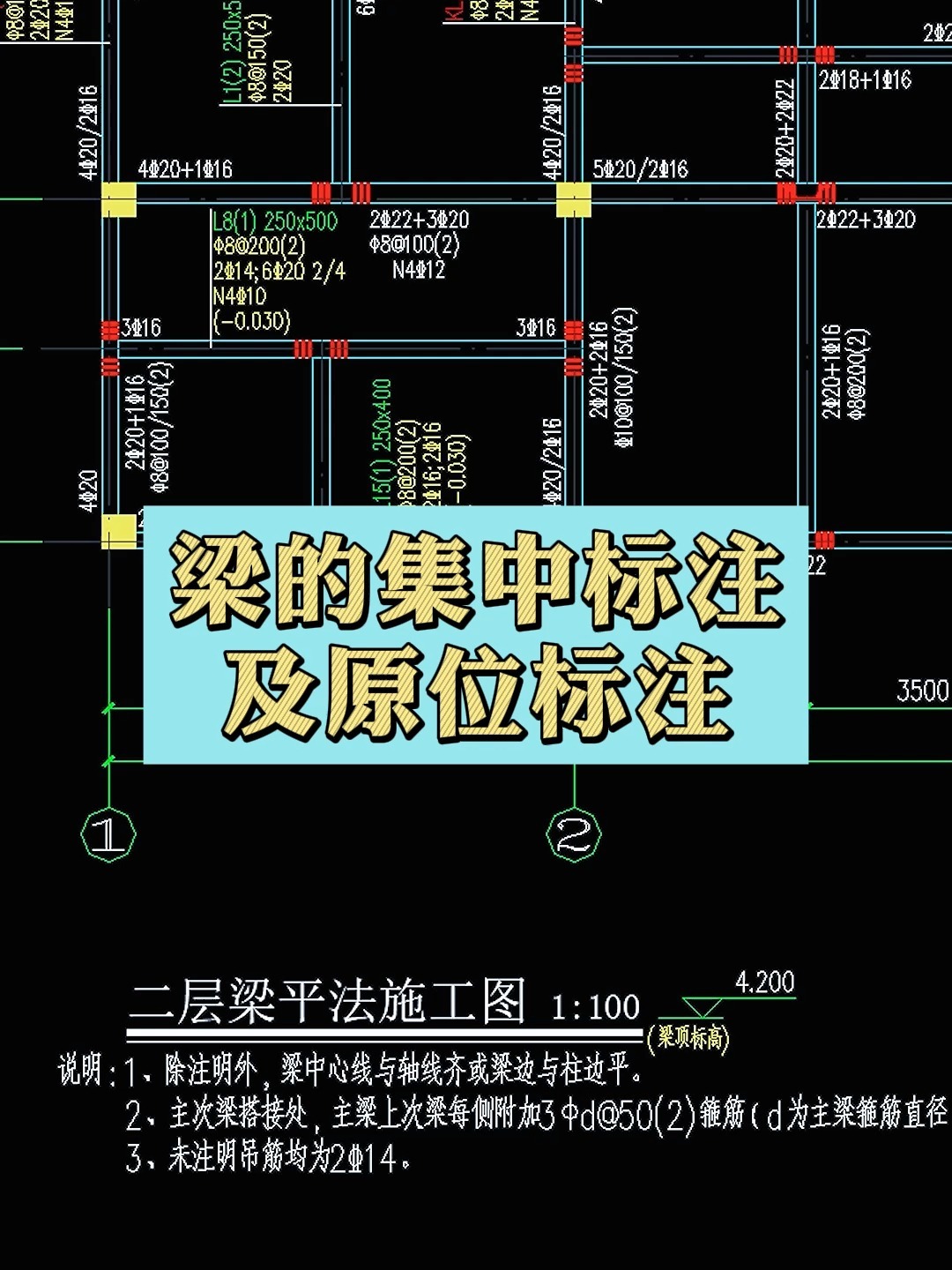 「16g101钢筋平法」梁的集中标注及原位标注-度小视