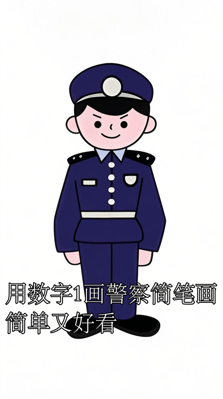 用数字1画警察简笔画,简单又好看