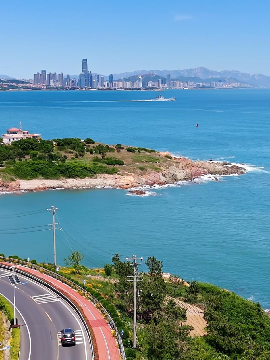 青岛海景 海岸线 航拍 无人机航拍 凤凰岛