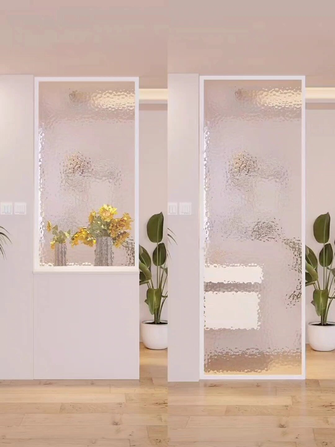 水纹玻璃半墙屏风洗手台长虹卫生间隔断入户