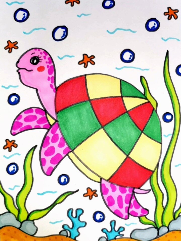 海龟简笔画彩色儿童版图片