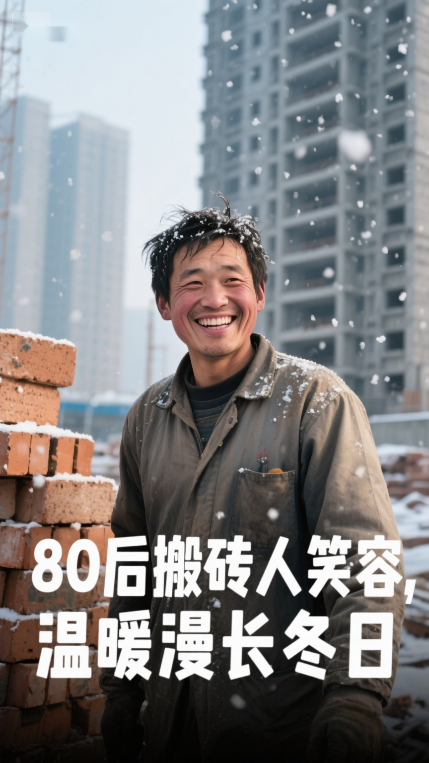80后搬砖人笑容温暖漫长冬日