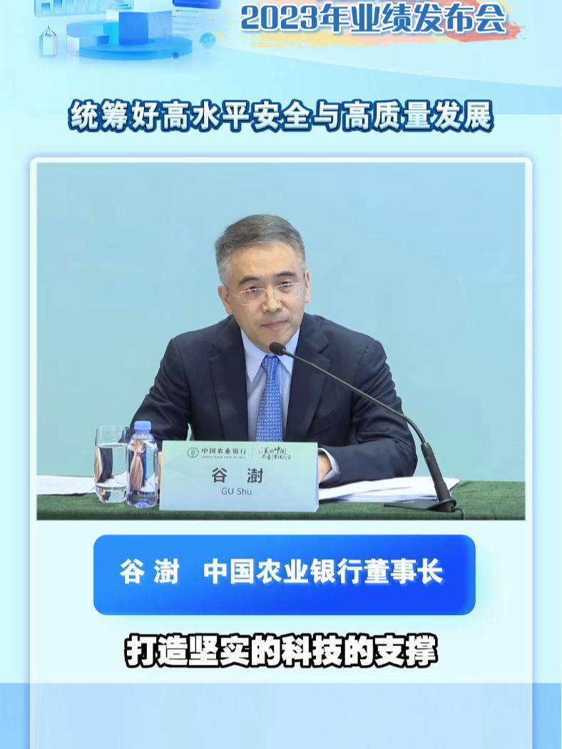 农业银行董事长谷澍:统筹好高水平安全与高质量发展