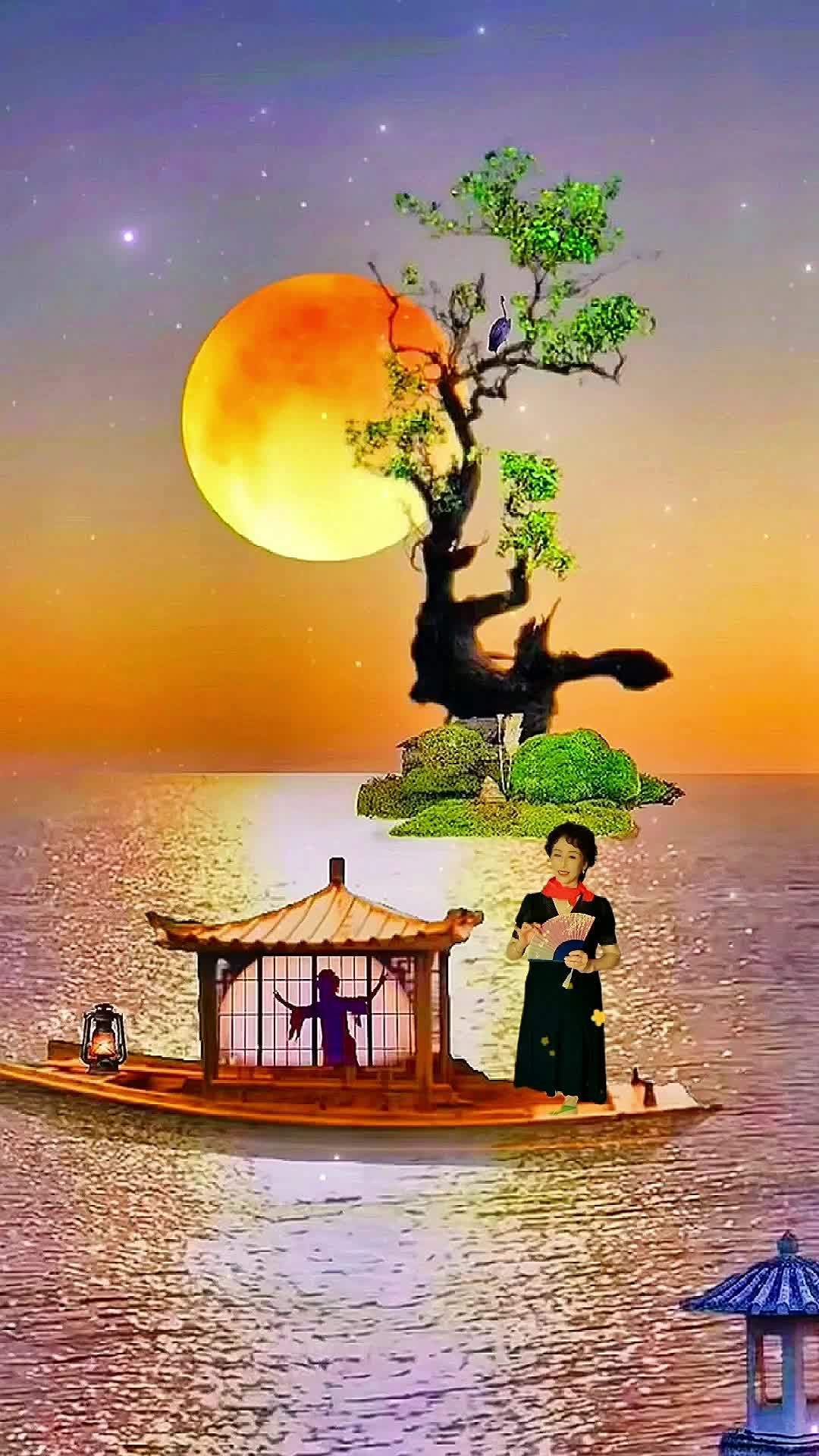 晚上好友友们9595 湖边美景释放心情 落日余晖映晚霞一抹夕阳