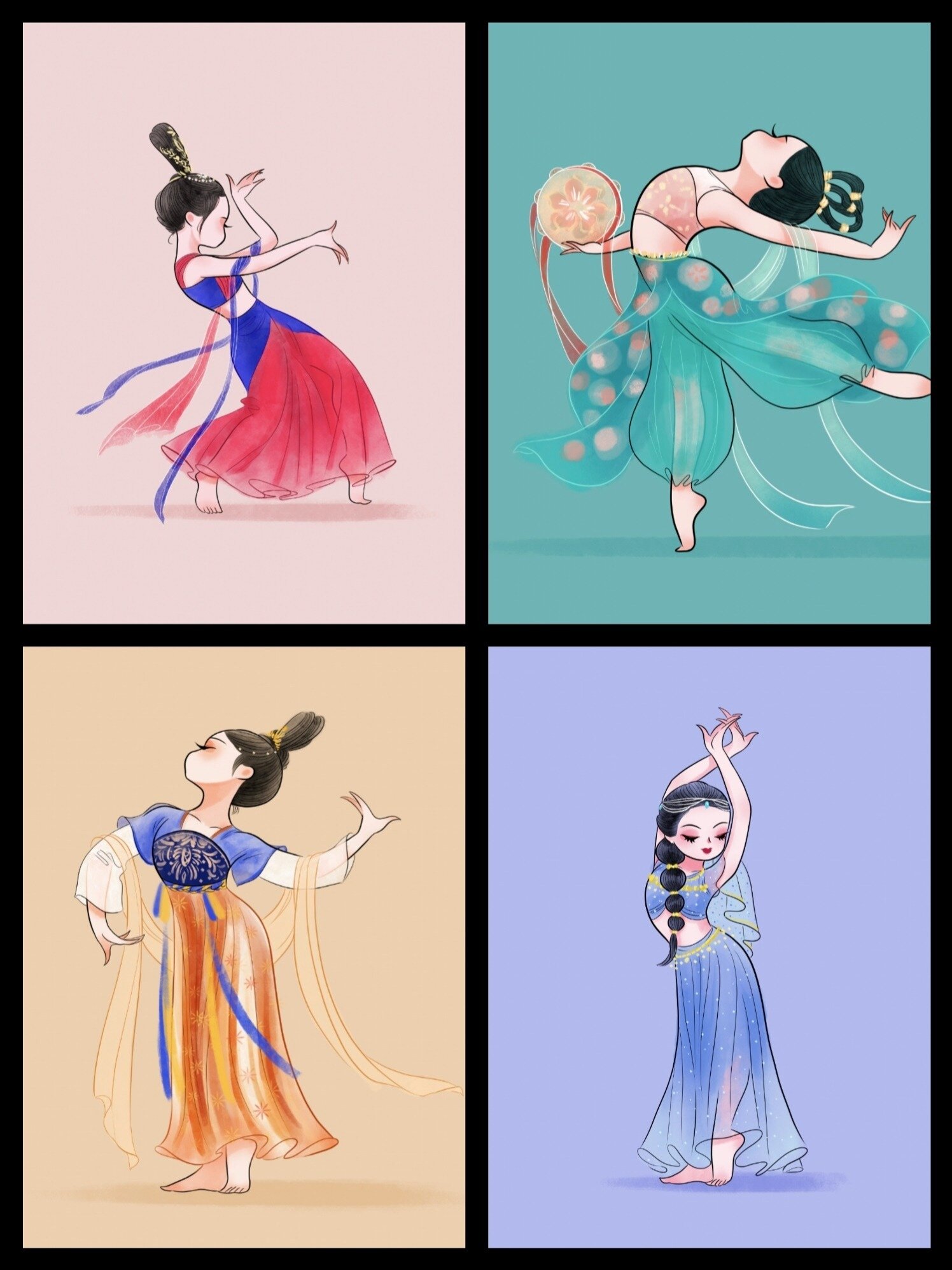 原创插画/国风汉服中国舞