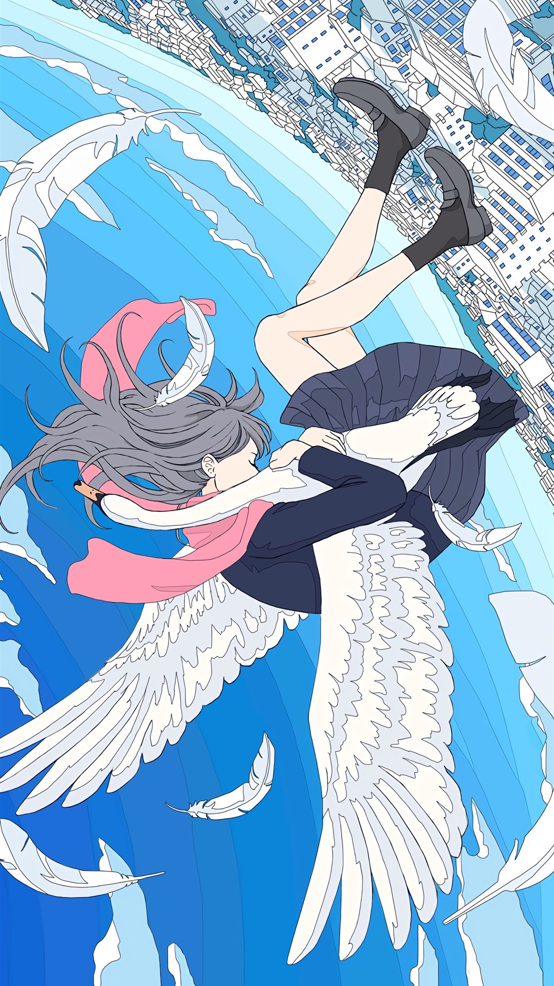 意境唯美少女插画,天马行空的构思,呈现出一个超现实的浪漫梦境