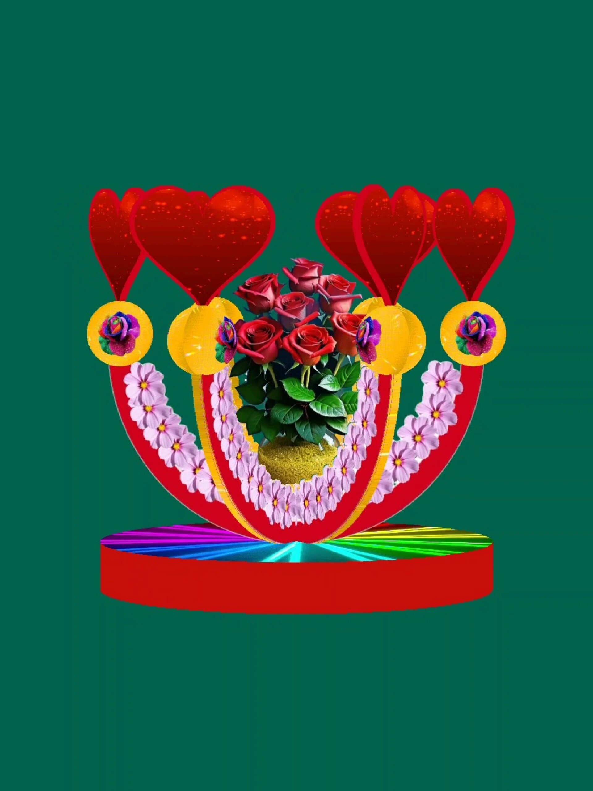 3d 爱心旋转 绿幕素材 原创