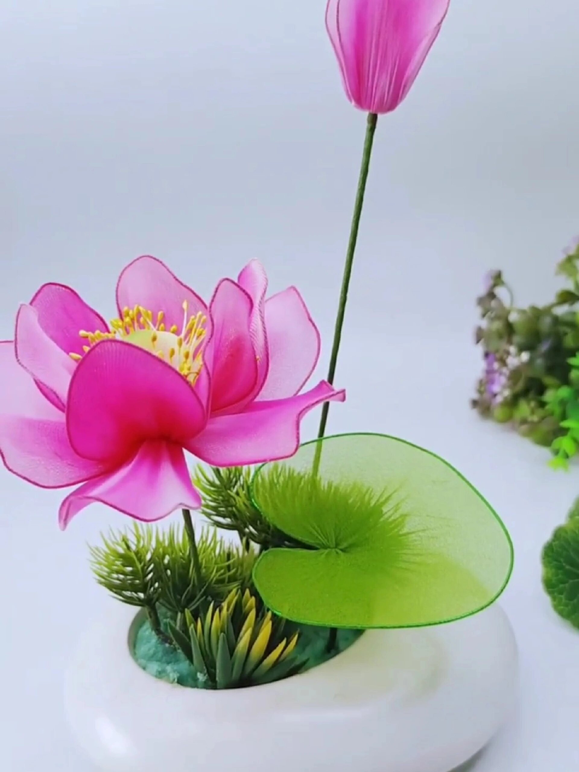 丝网花荷花教程