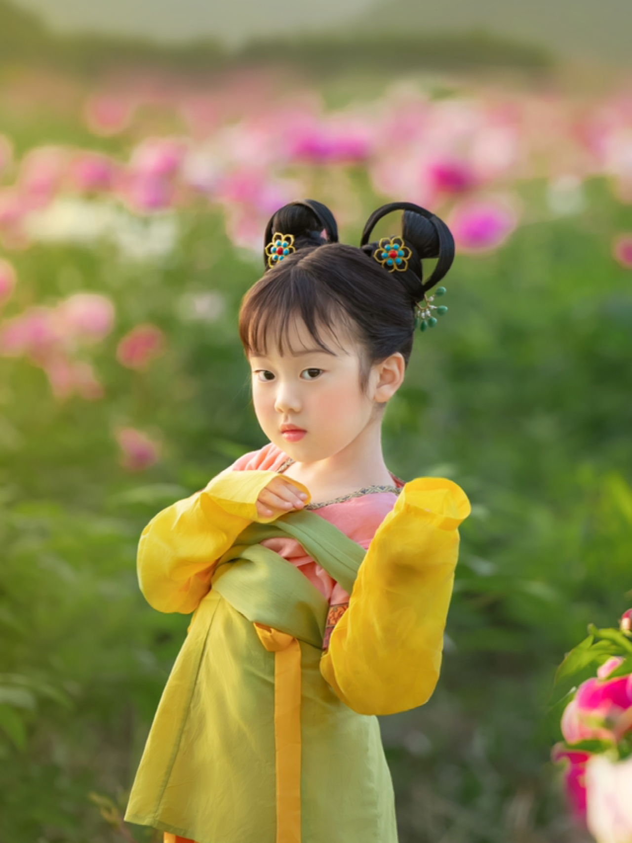 儿童汉服唐风双环髻发型教程～简单易上手