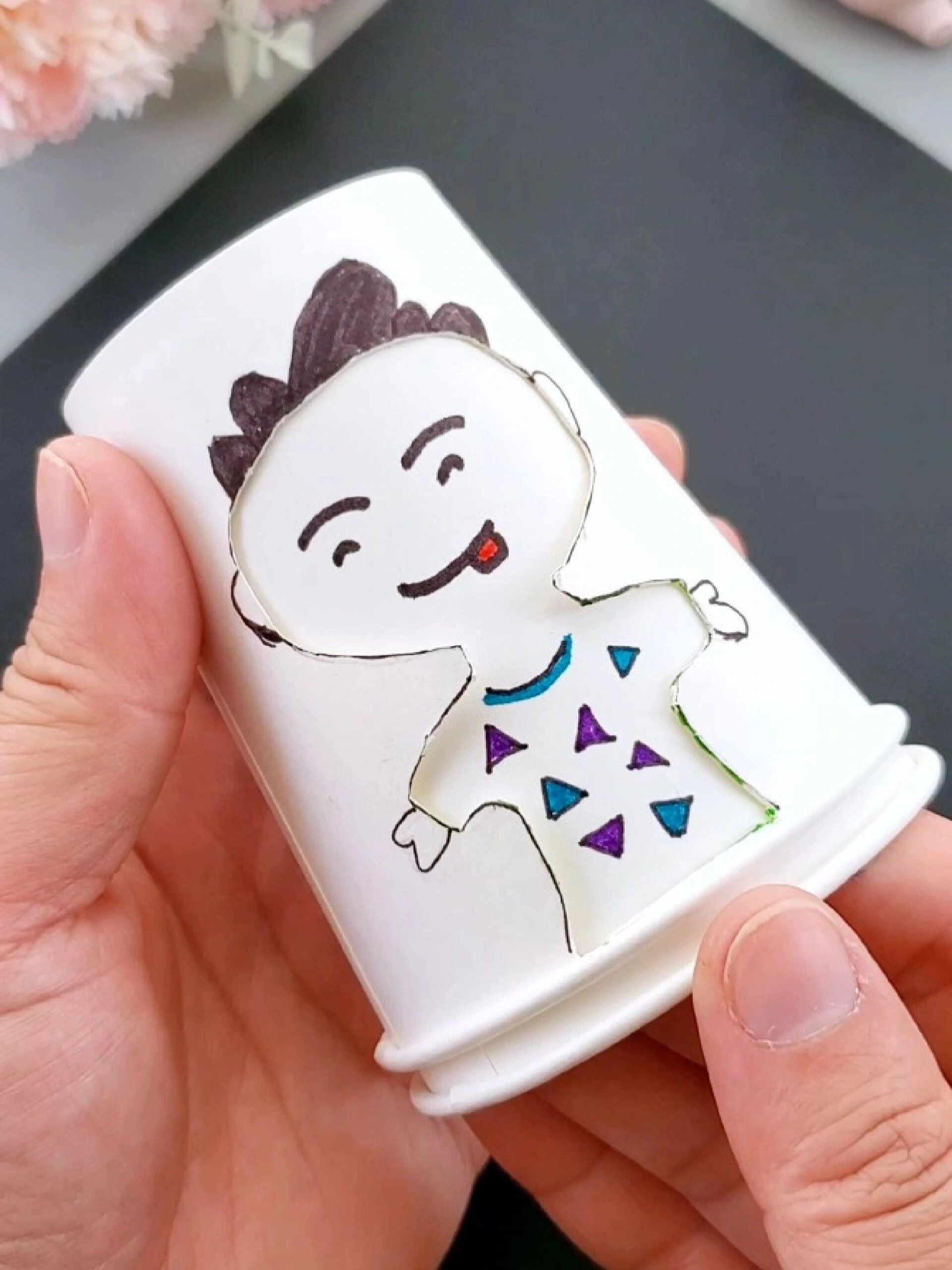 有趣的变脸小人,简单纸杯动画