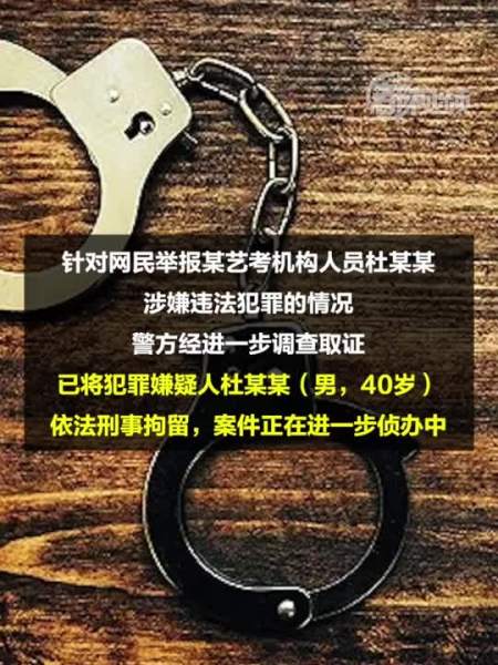 海淀警方某艺考机构人员杜某某涉嫌违法被刑拘海淀分局