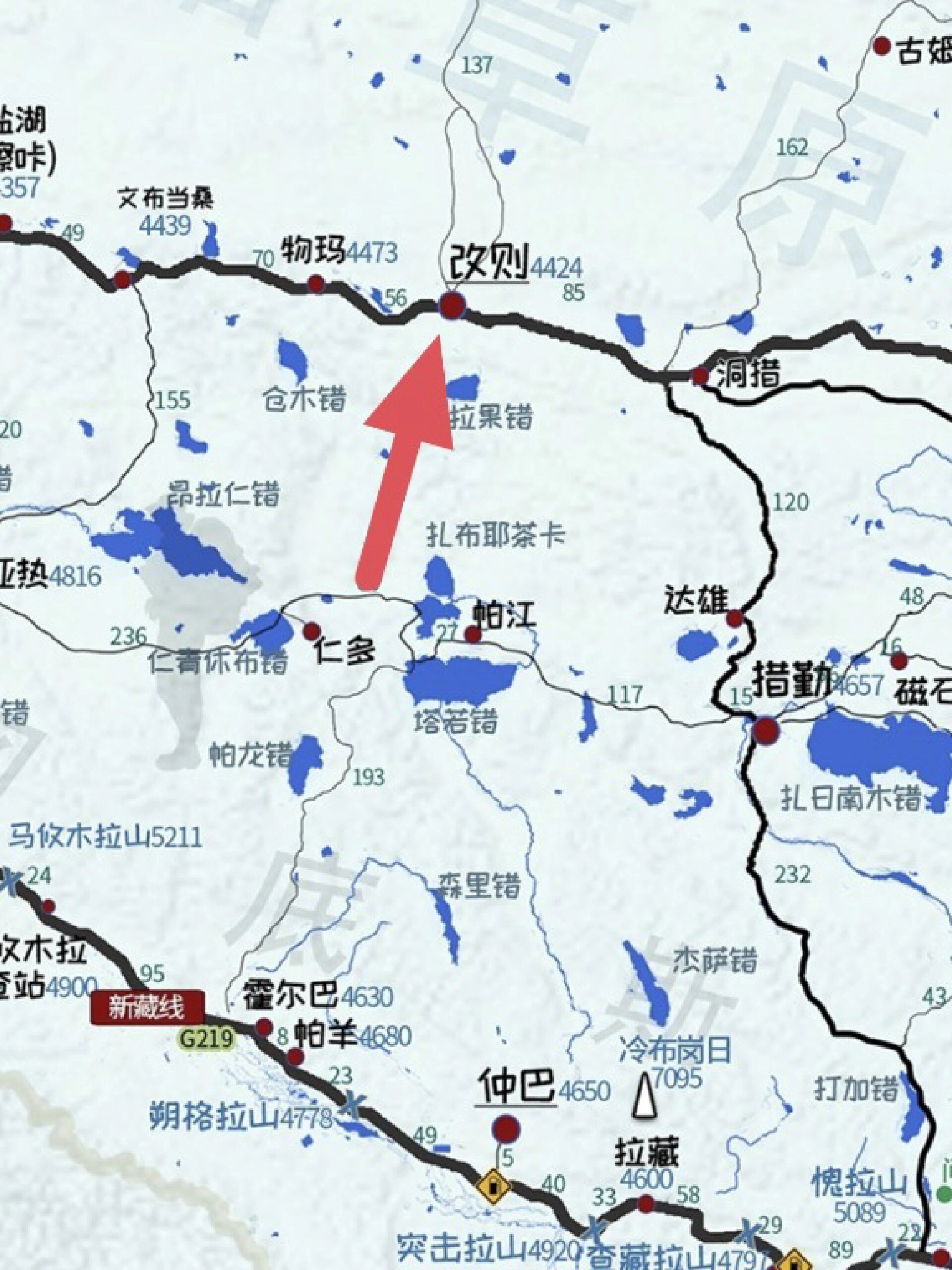 阿里中线仁多乡直接到改则县