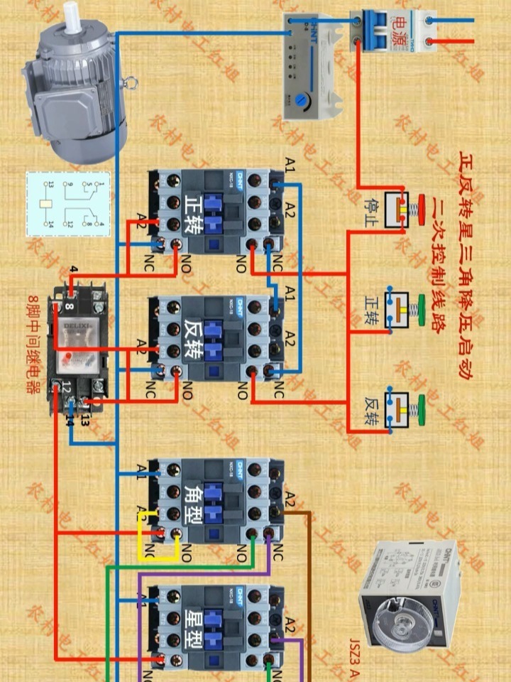 标准星三角电机接线图图片