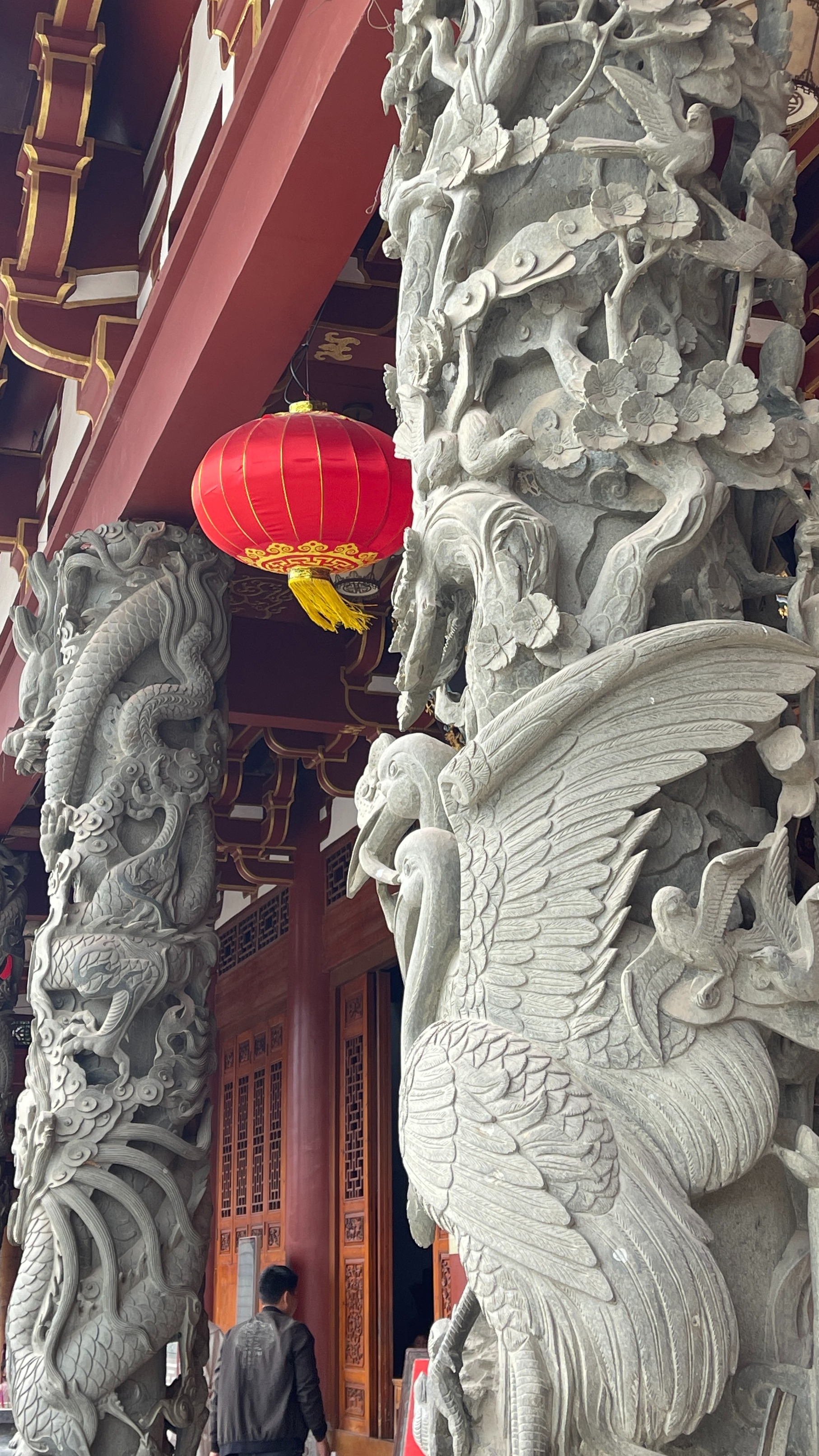 古建筑石雕工艺品 石雕龙柱花鸟柱 欣赏石雕柱子雕花