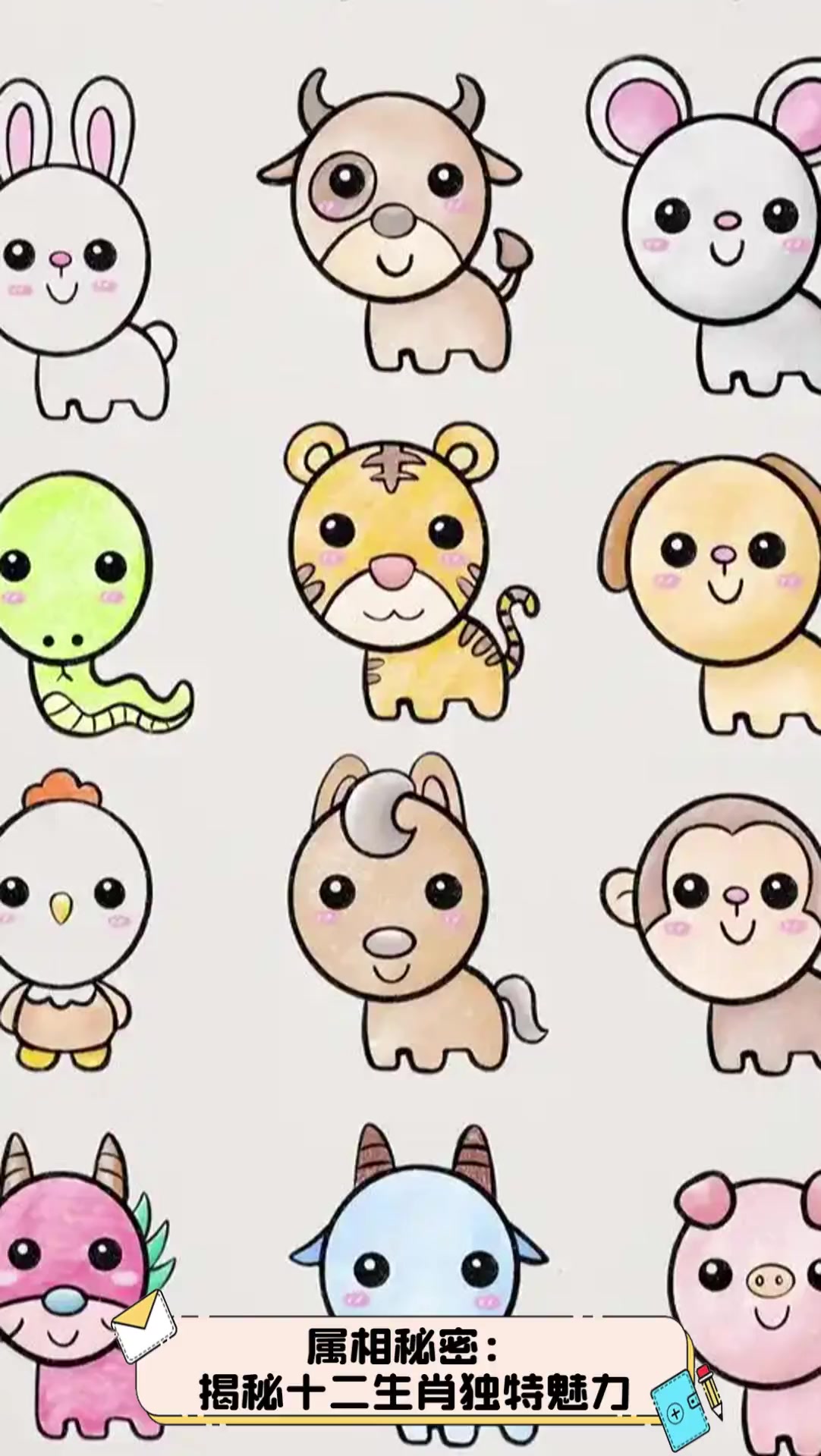 十二生肖运势卡通画法简单(12生肖卡通绘画)