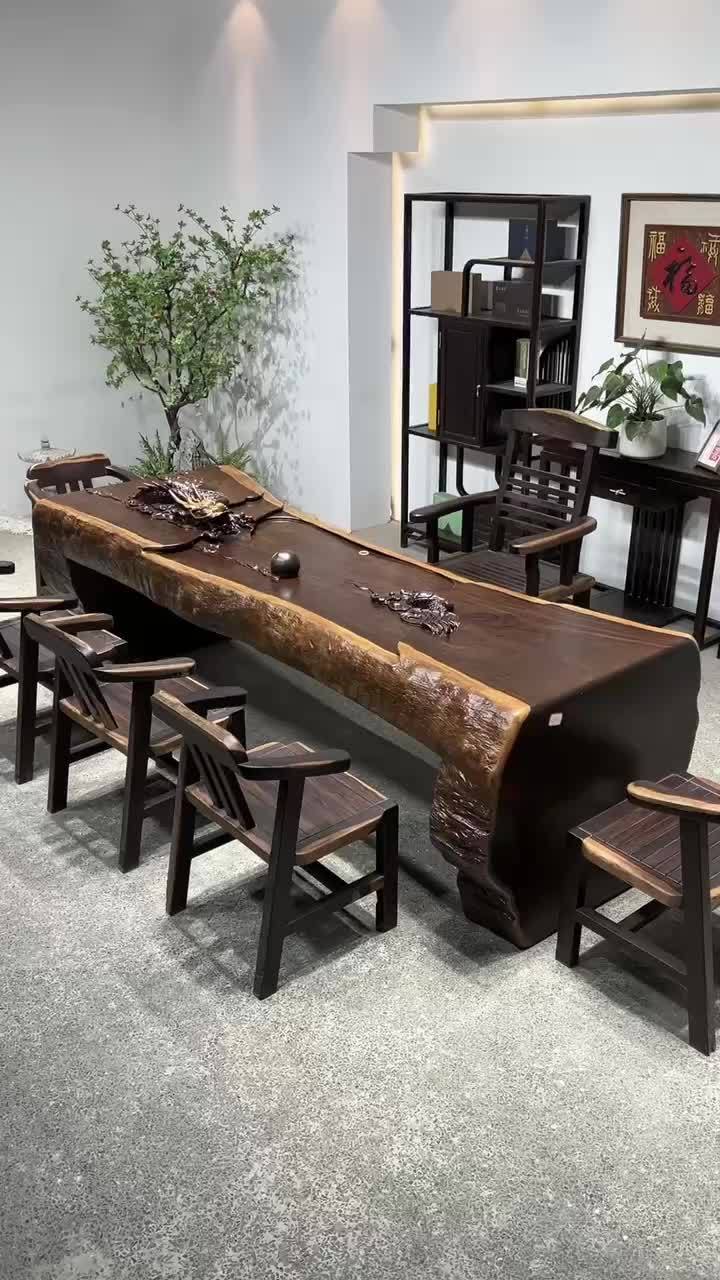 土豪的最爱 富婆的菜 实木大板 茶桌茶台 高级家具 新中式茶室 办公