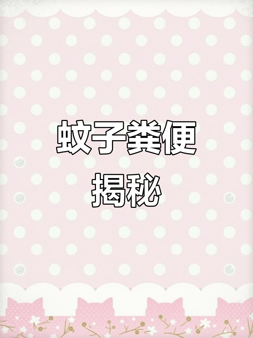 蚊子拉的屎竟然是这样的,每天都在增多!