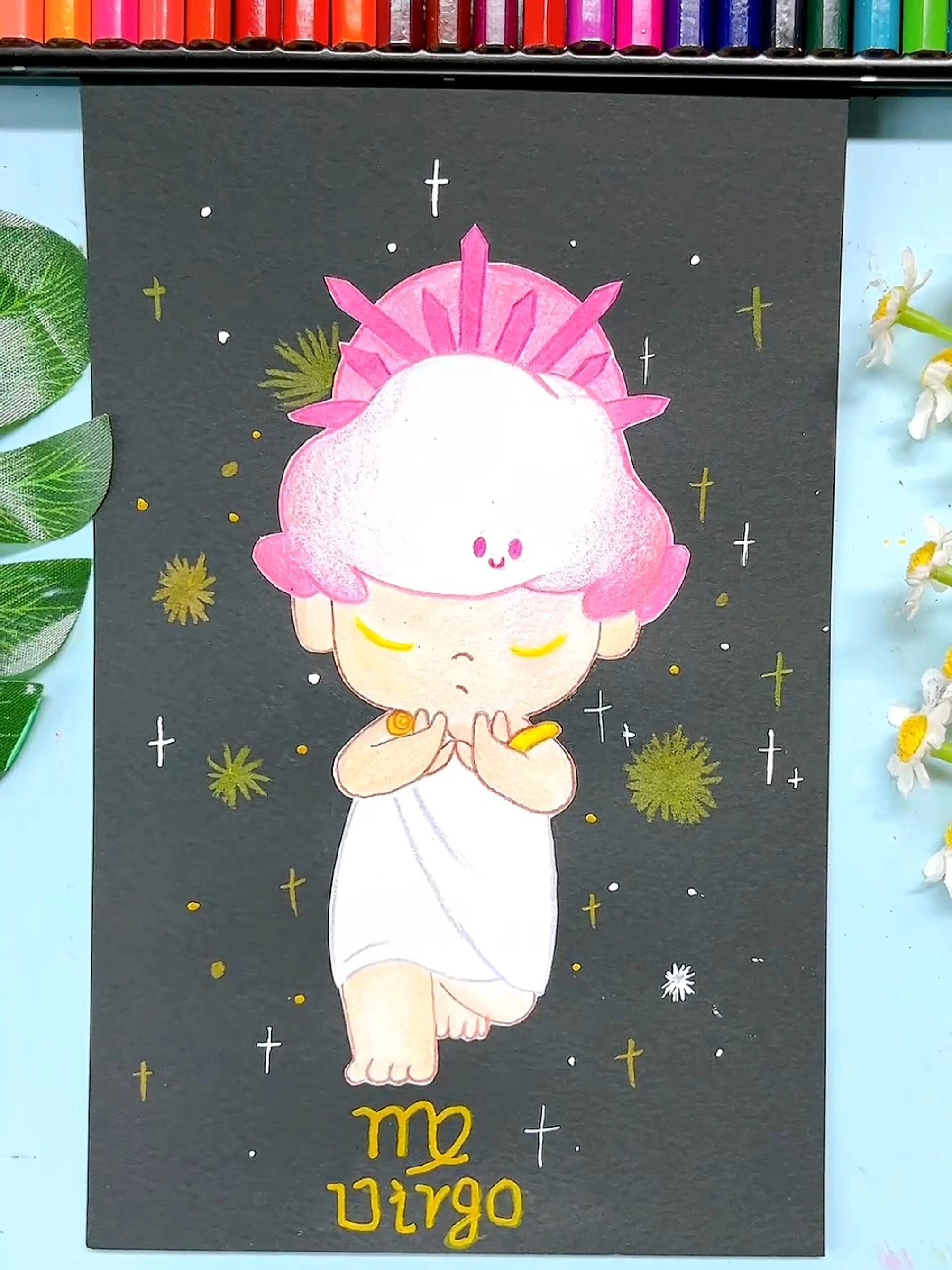 挑战用彩铅画泡泡玛特12星座之处女座!
