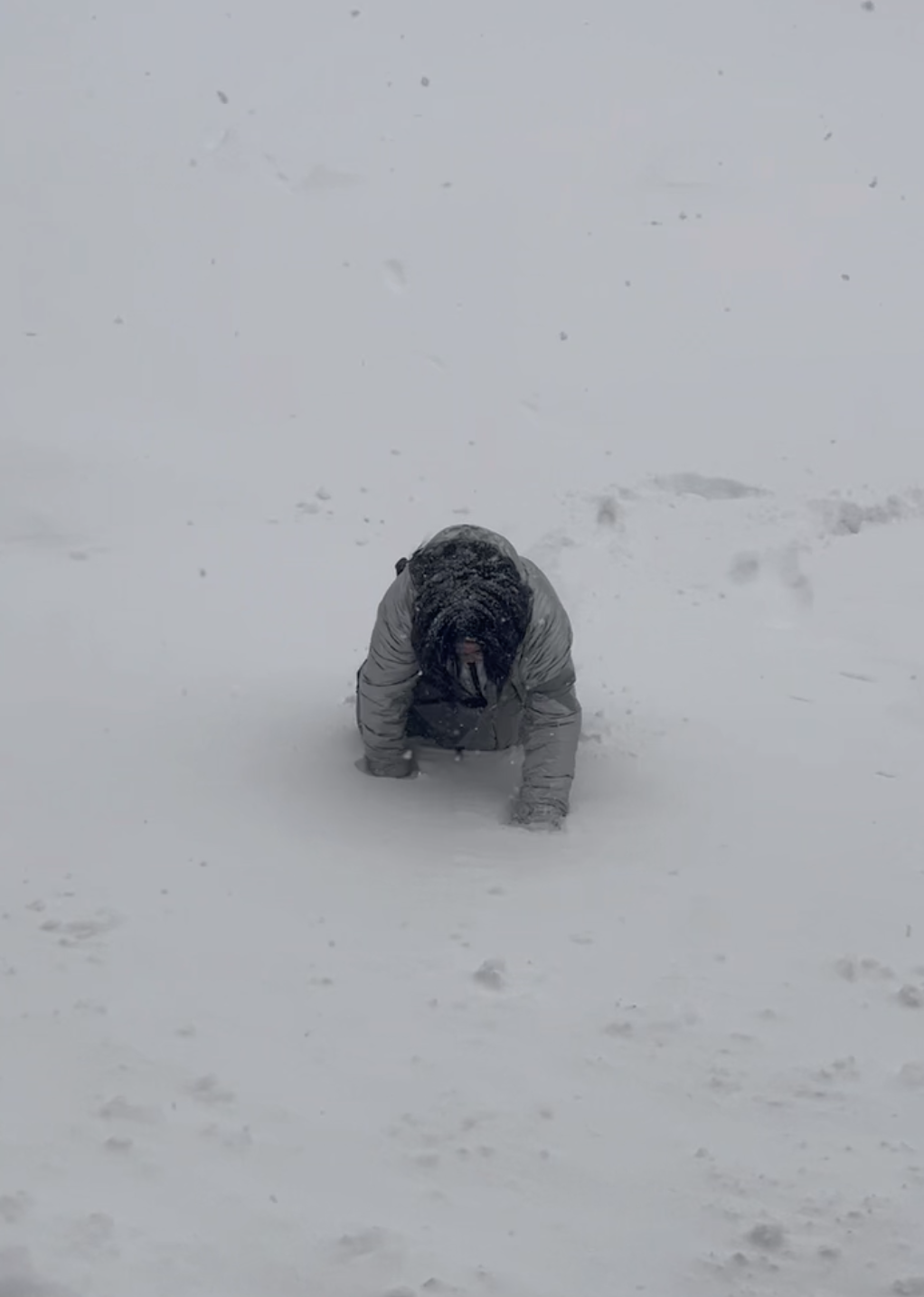 山东烟台迎来大雪，考完四级的大学生手脚并用爬回寝室