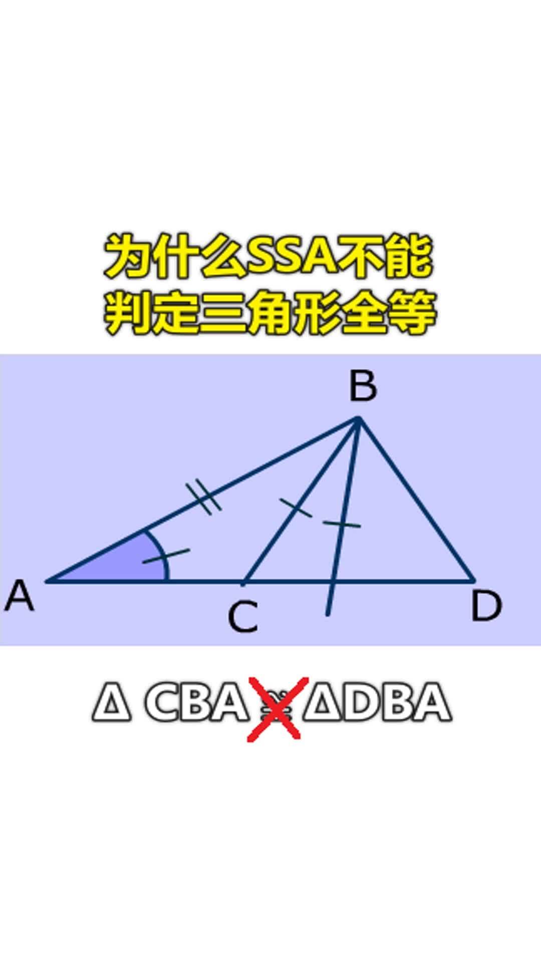 为什么ssa不能判定三角形全等动态演示
