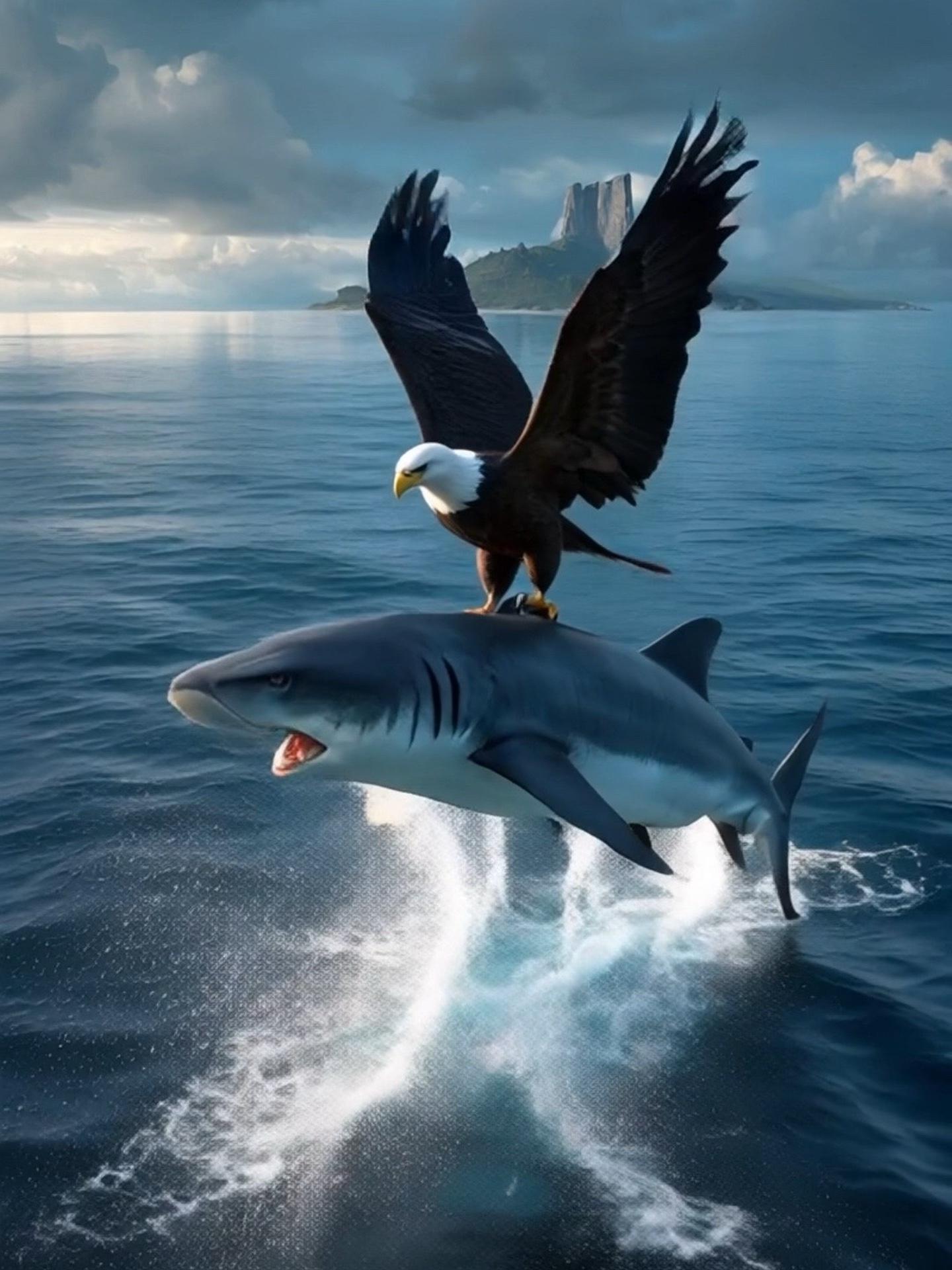 雕兄又来抓鲨鱼 野生动物零距离 动物世界 视觉震撼 老鹰