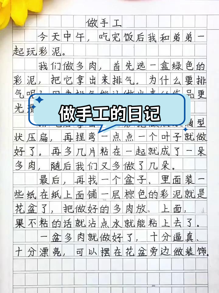 小学三年级手工制作日记范文