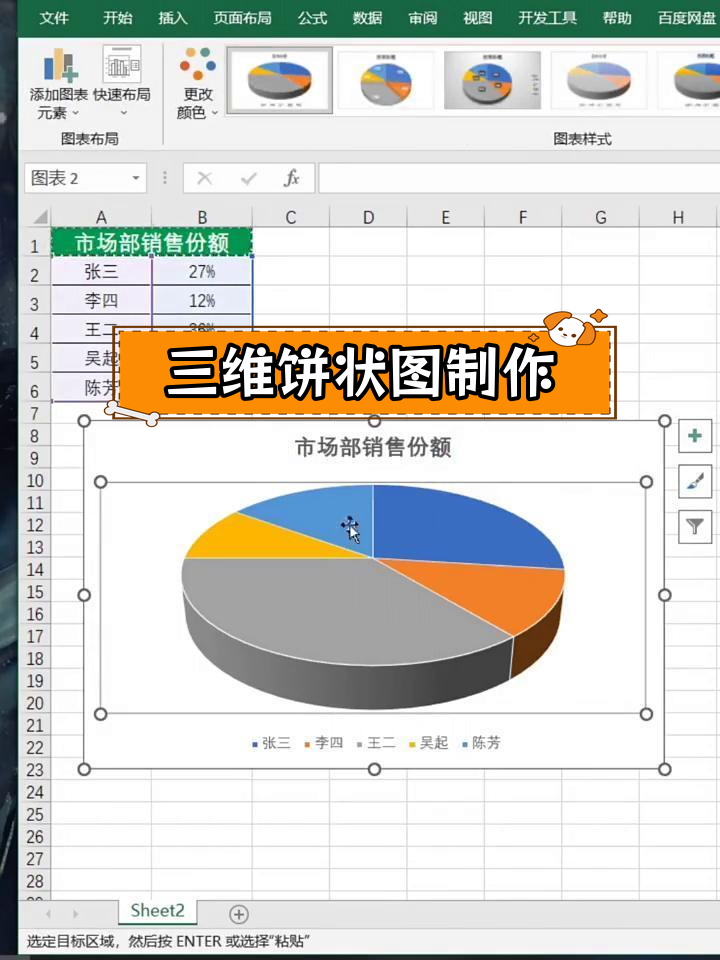 饼形图表制作过程图片