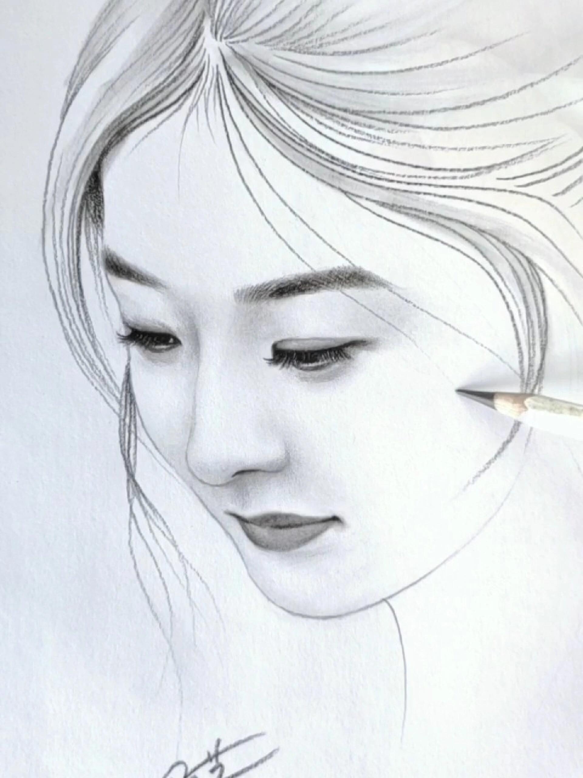 唯美人像素描