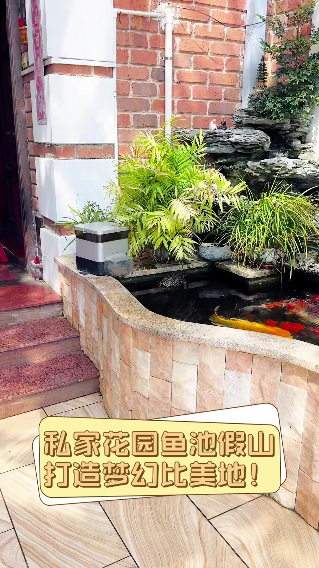 私家花园鱼池假山,打造梦幻比美地!
