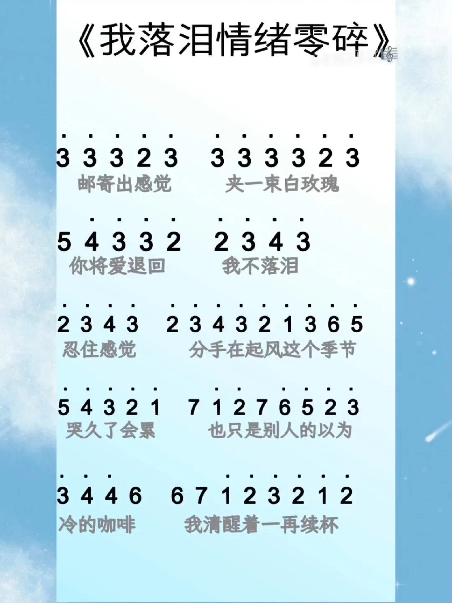 周杰伦《我落泪情绪零碎》简谱