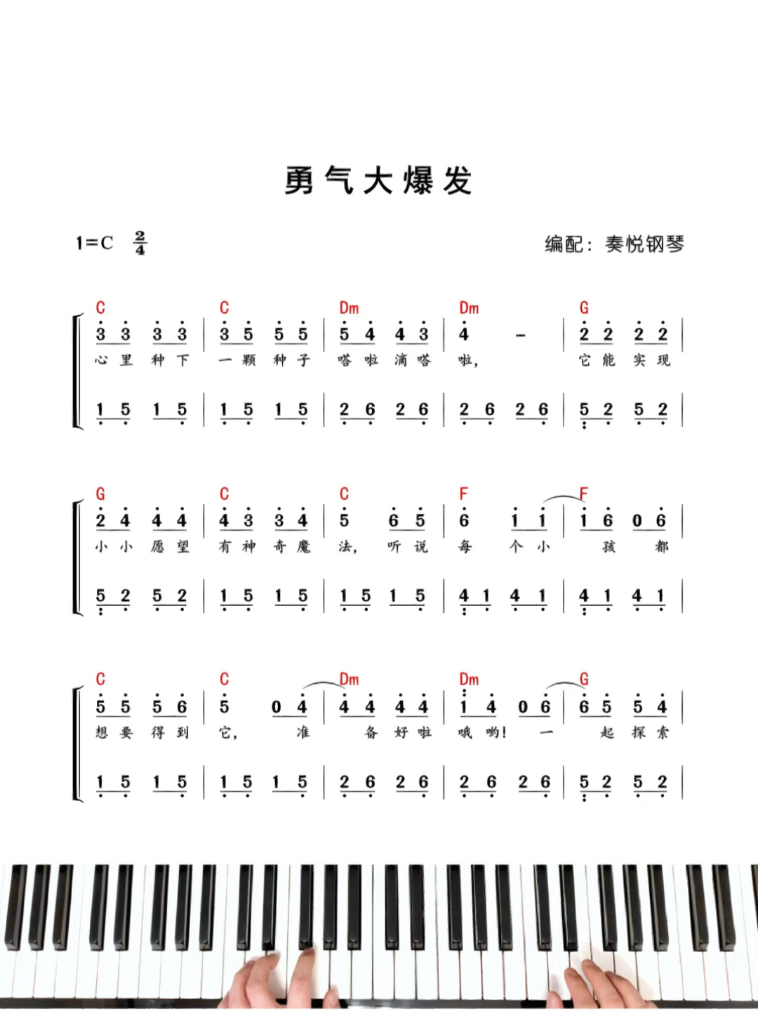 《勇氣大爆發》鋼琴雙手簡譜