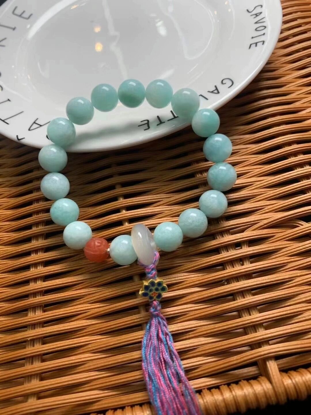 绝美颜色!天河石手串!