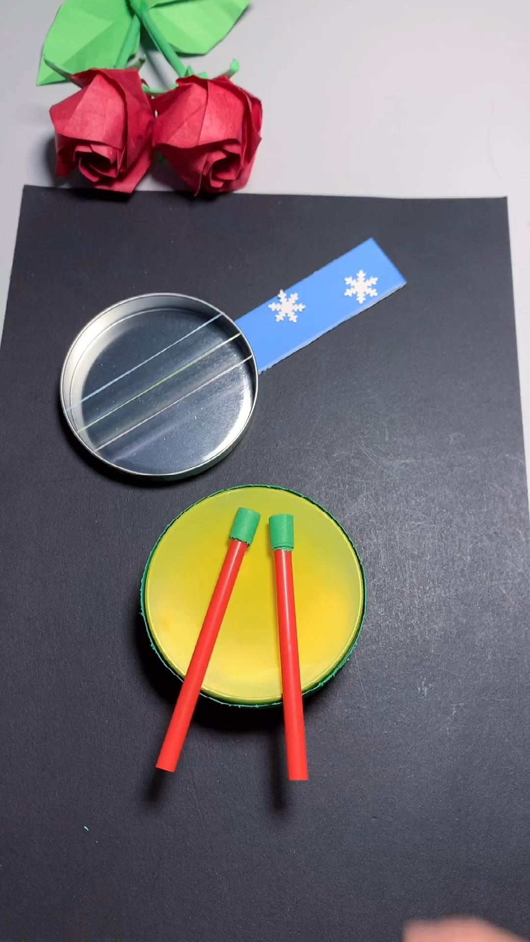 教你做迷你小鼓和弹奏乐器,幼儿园创意手工-度小视