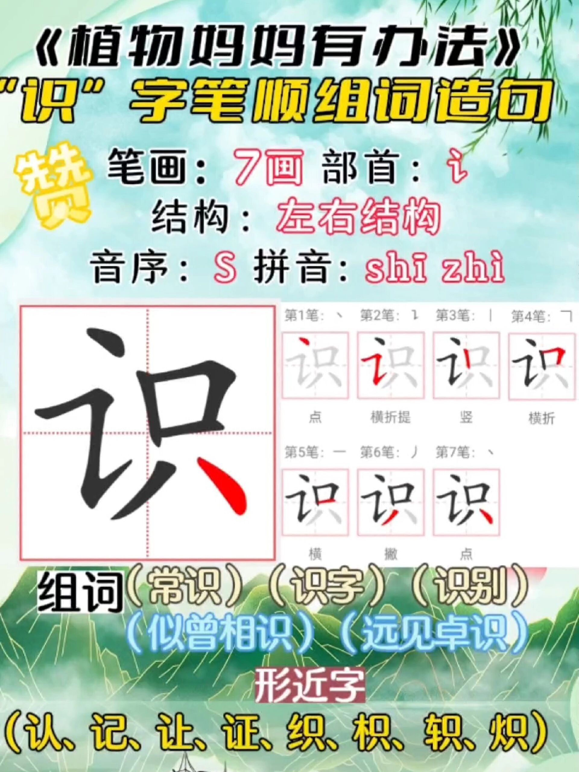 二上知 识生字书写规范笔顺组词造句