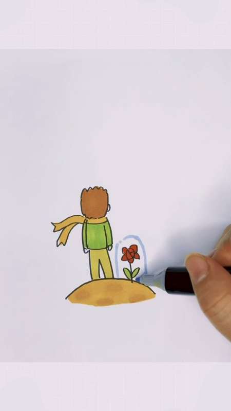 「儿童简笔画」小王子与他心爱的玫瑰花,一起来画简笔画吧!-度小视