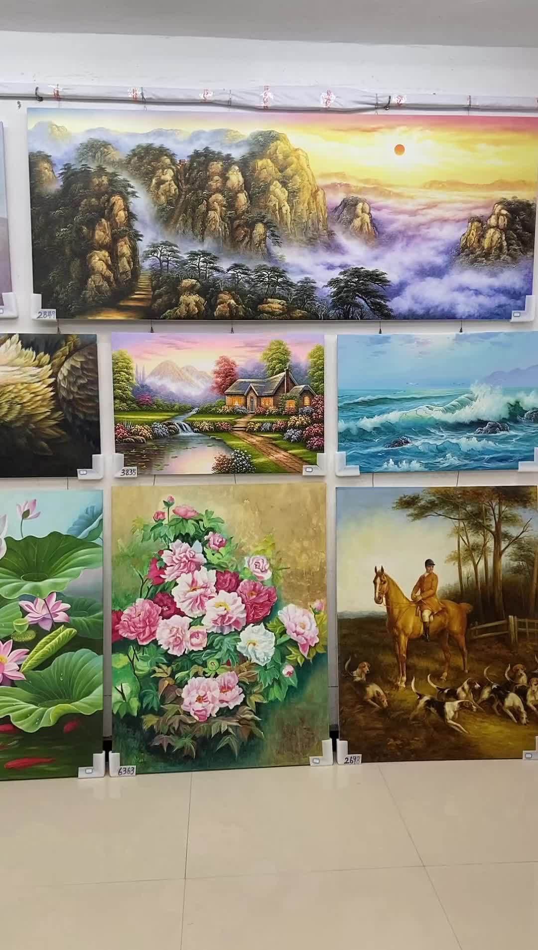 直播高光 精品山风景日出泰山纯手绘油画画芯210*82cm 手绘油画 家居