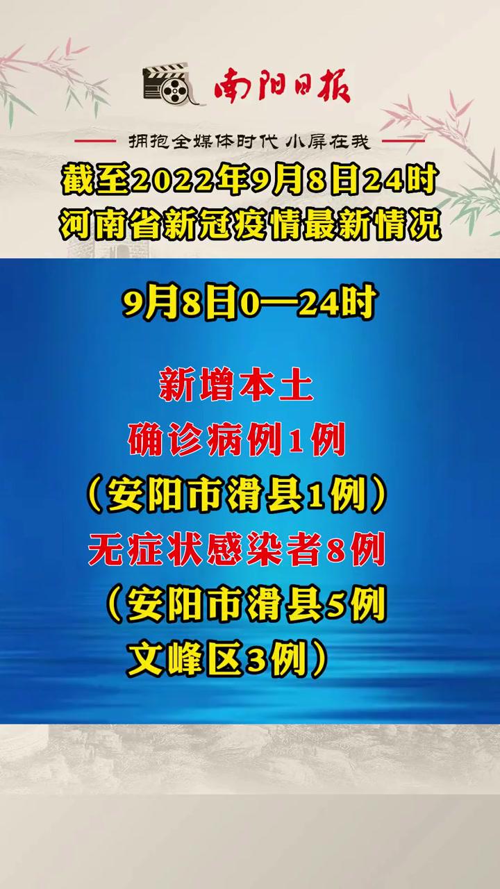 截至2022年9月8日24时河南省新冠疫情最新情况疫情河南