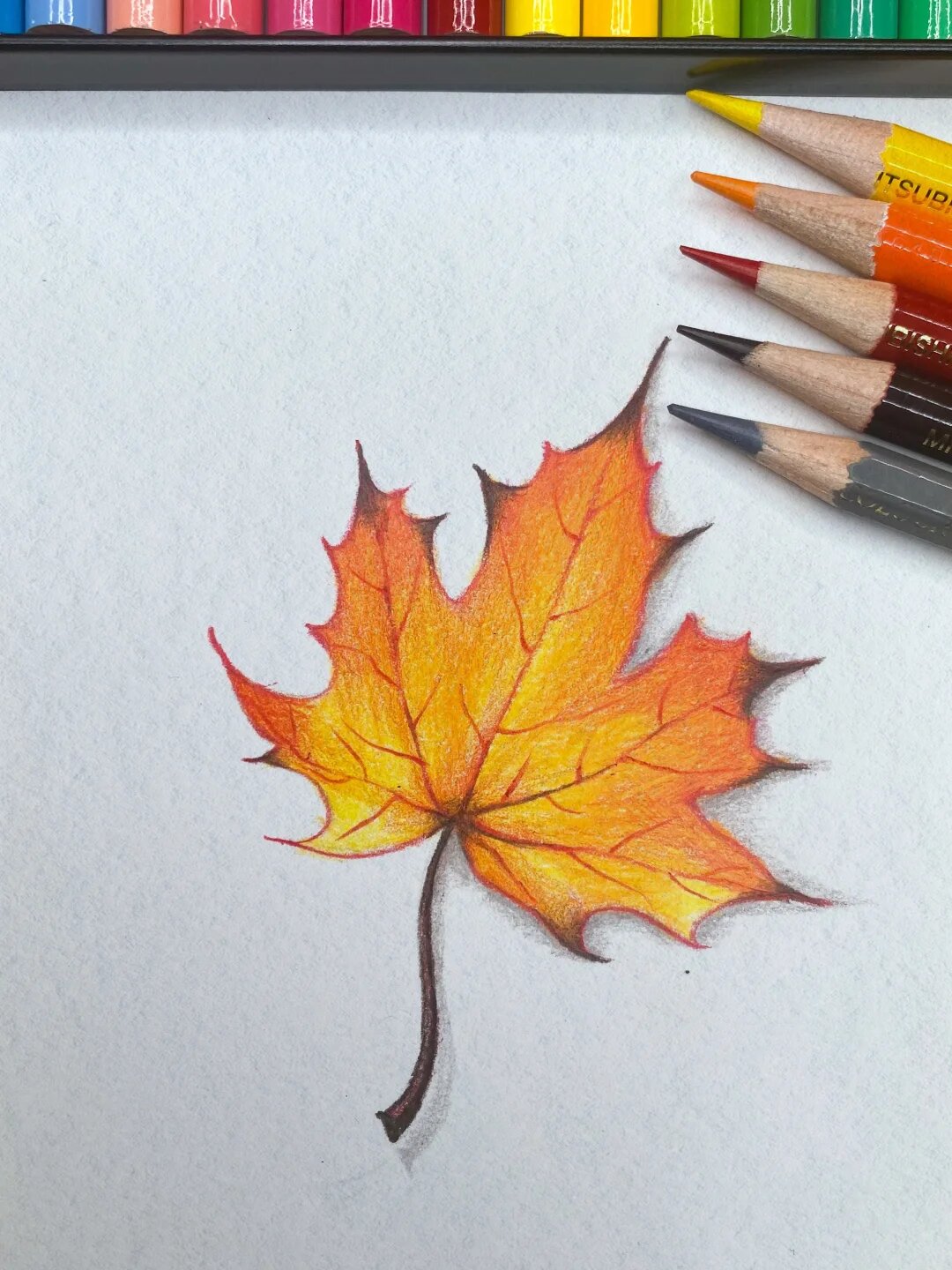 这么好看的枫叶彩铅教程,快来学!-度小视