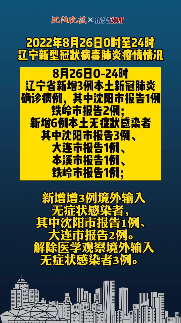 辽宁疫情通报8月26日024时辽宁省新增3例本土新冠肺炎确诊病例其中