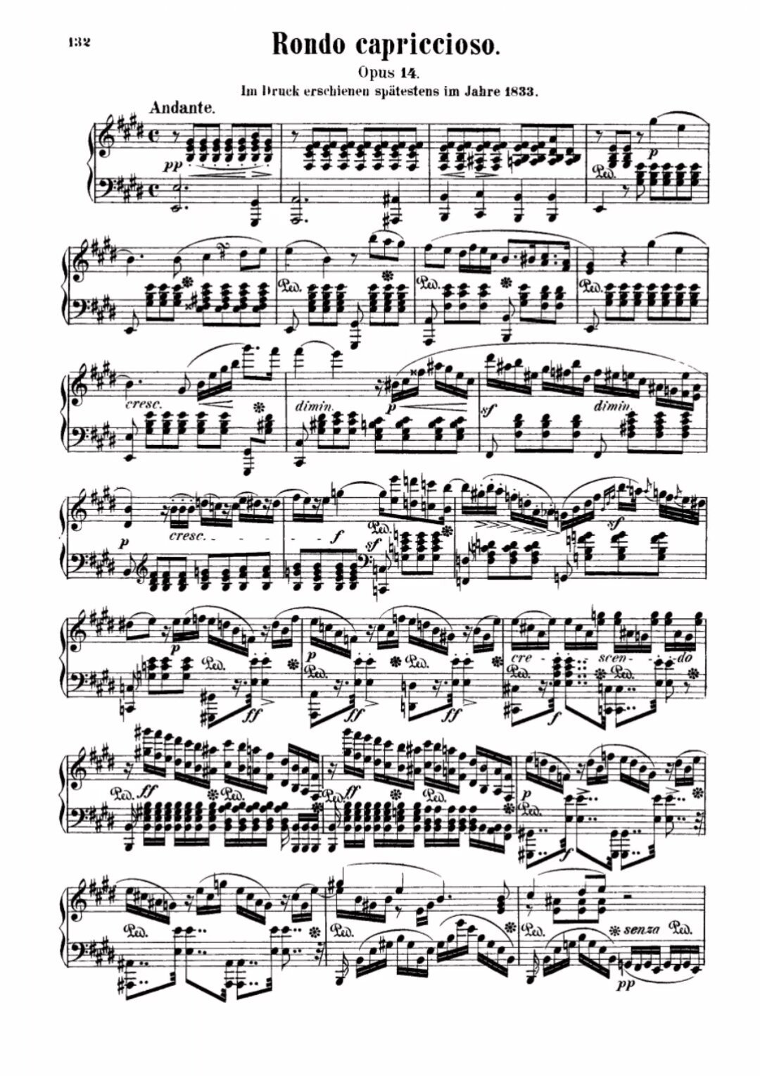 10级难度:门德尔松随想回旋曲op14钢琴谱