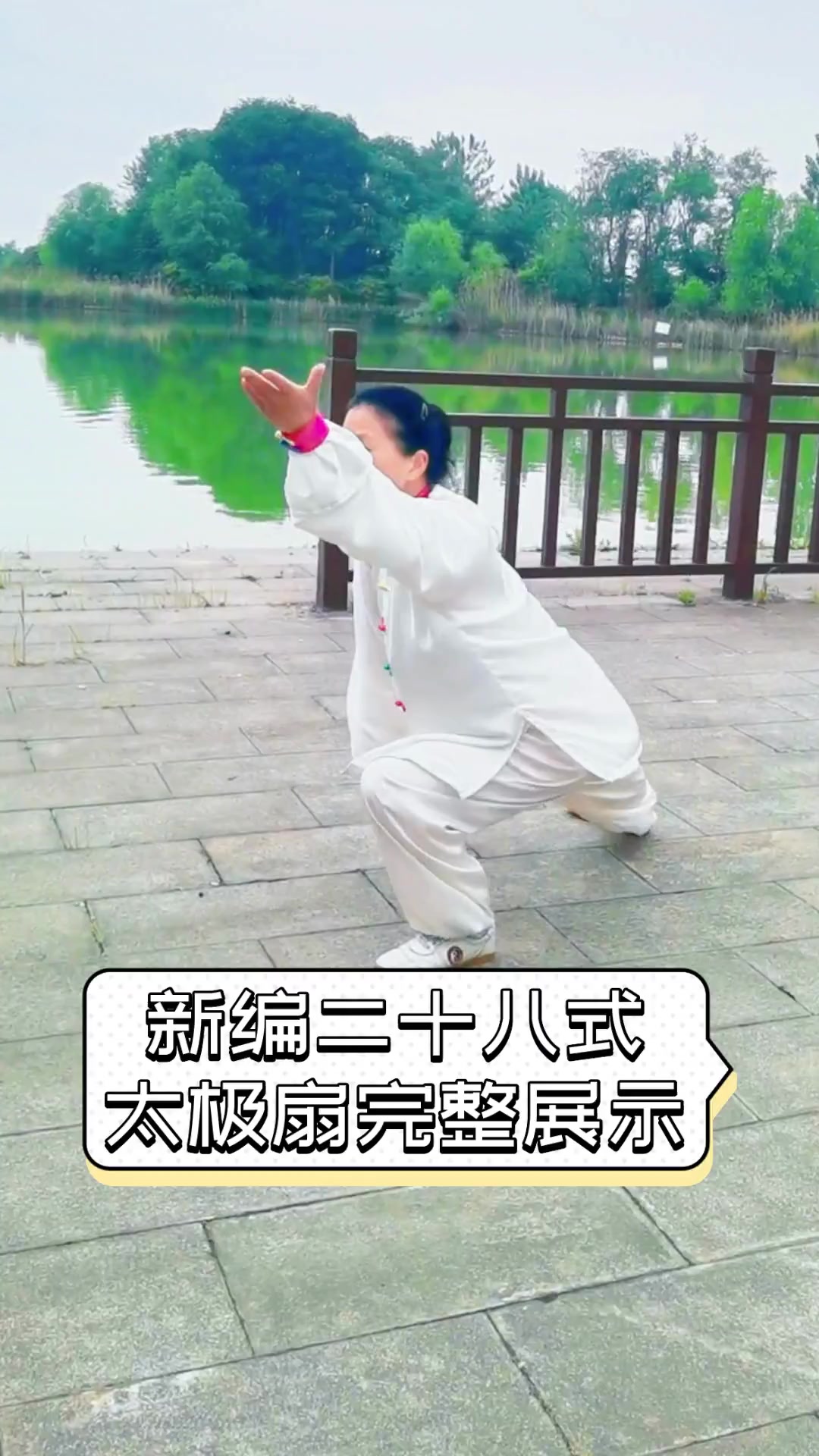 24式养生太极扇背向演示(24式太极扇背向演练)
