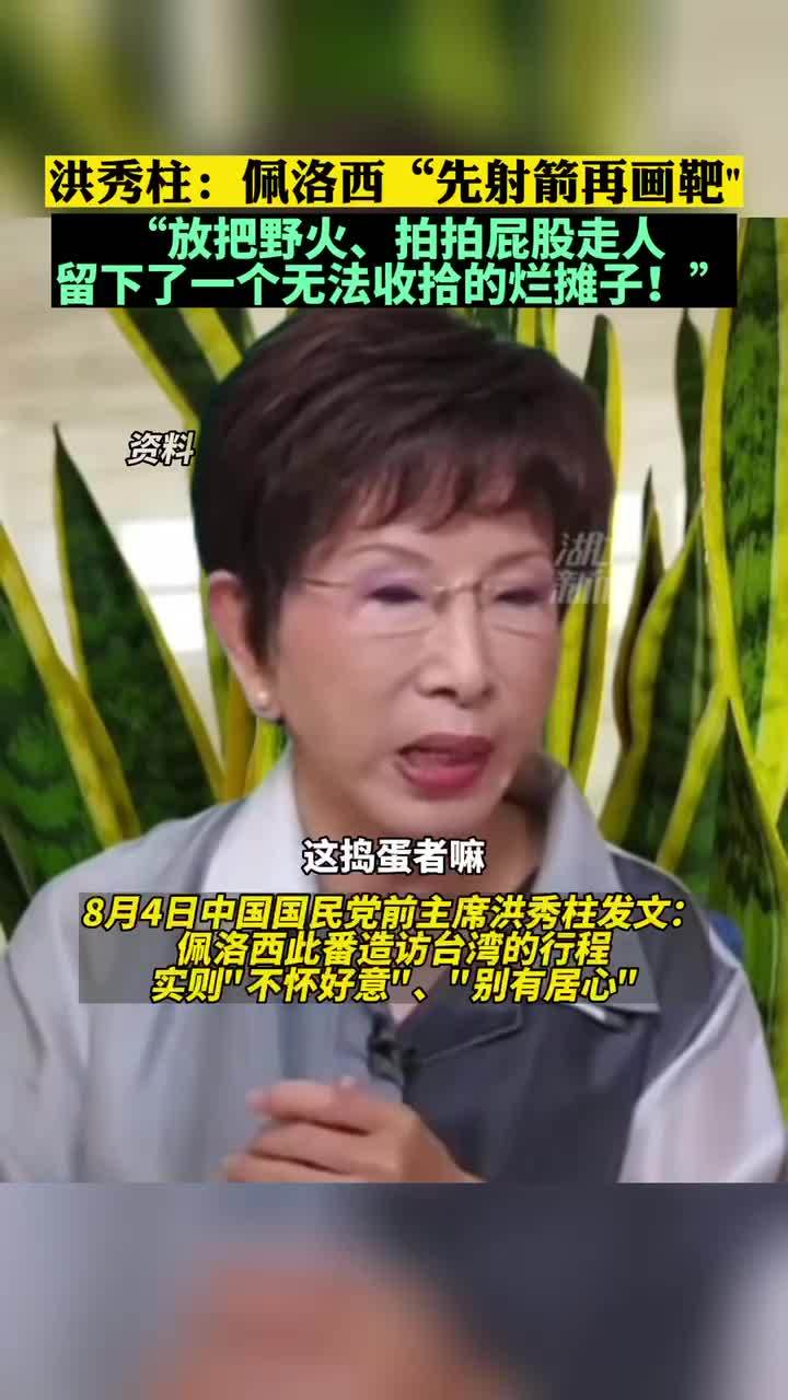「洪秀柱发文斥佩洛西窜访台湾:别有居心留下无法收拾的烂摊子」8月3