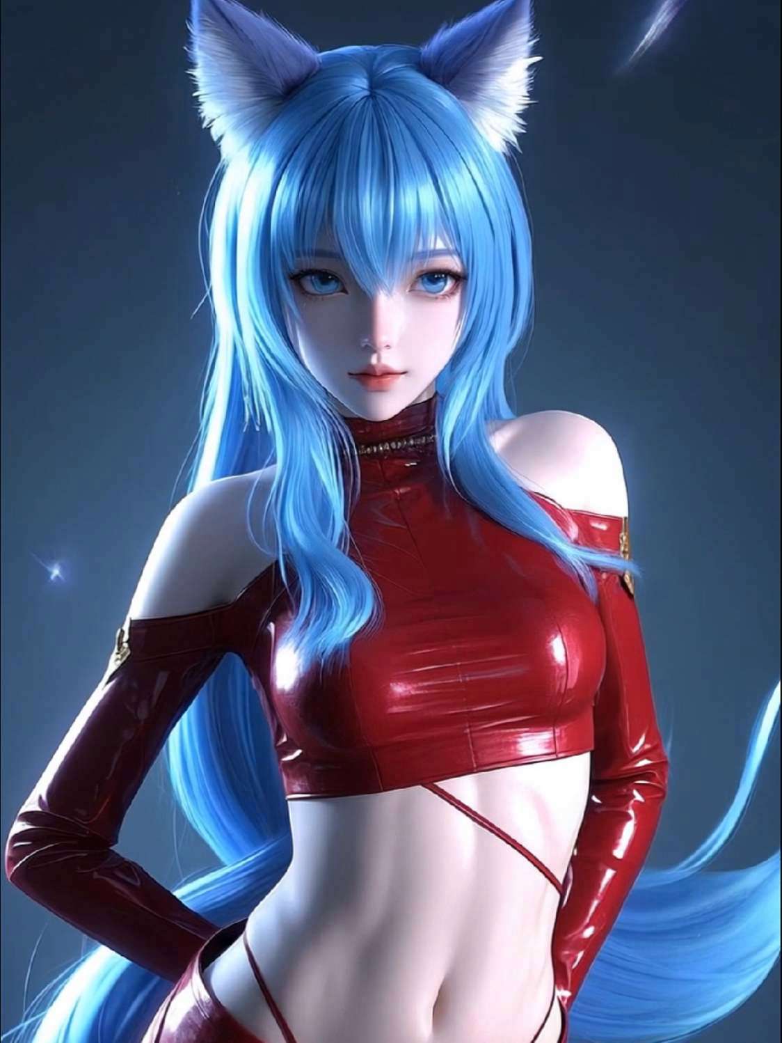 二次元&小狐妖cos 魔鬼身材 魅惑 肤白貌美 小蛮腰扭起来 皮裤的魔力