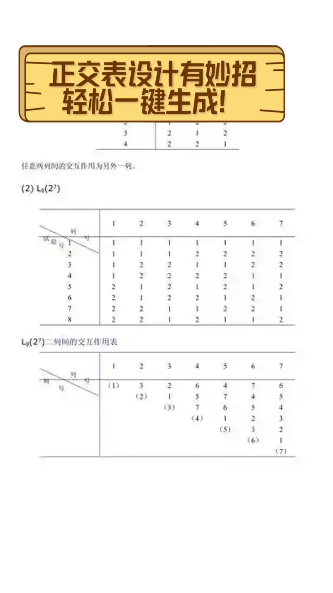 正交表k值计算方法