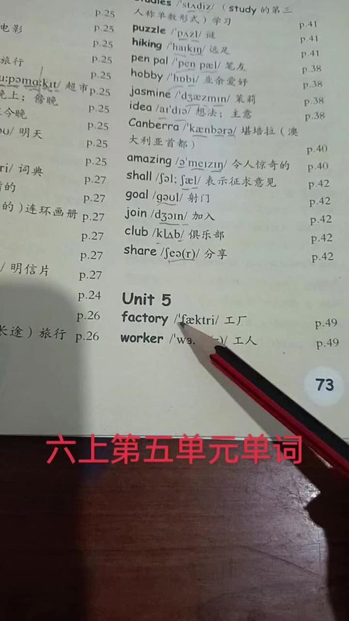 六年级上册英语第五单元单词慢速朗读