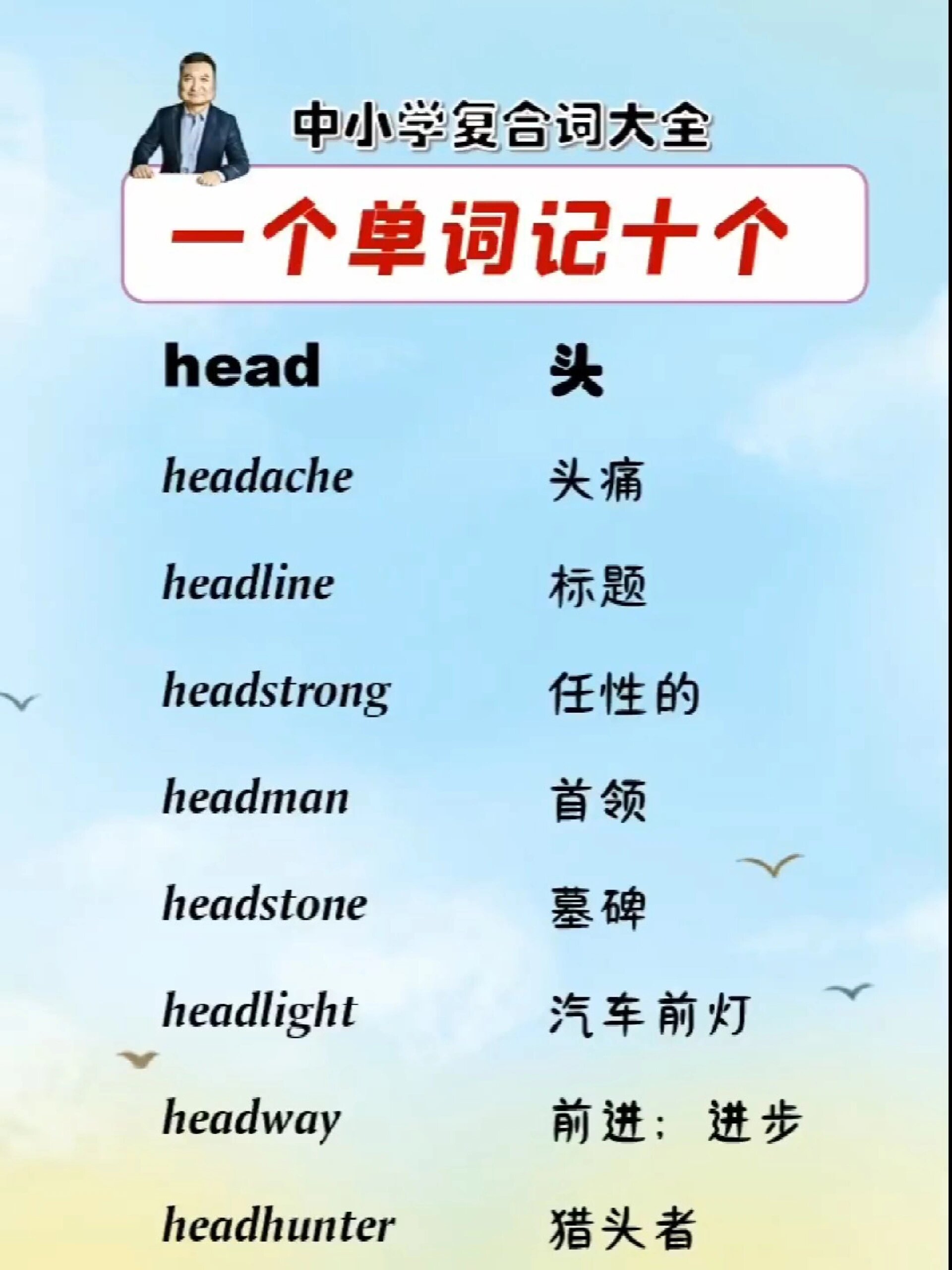 英语组合词:一记一大串!head系列