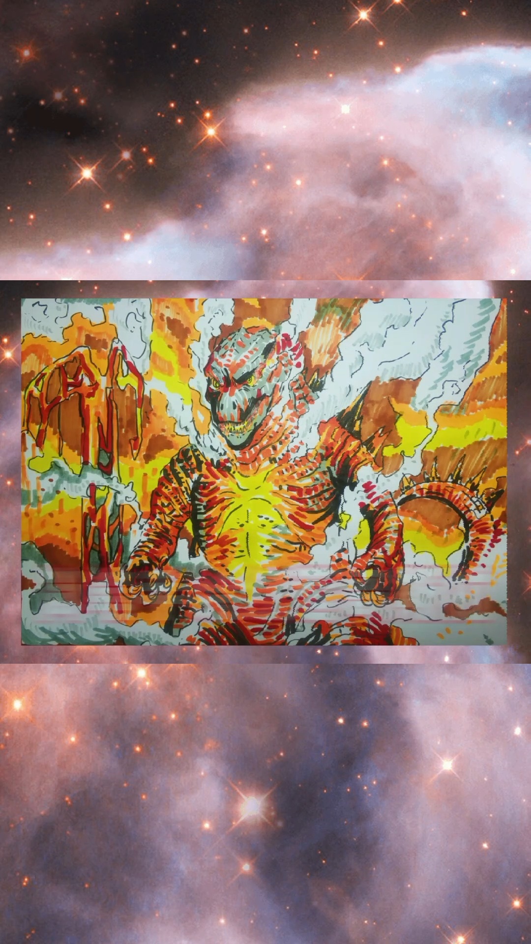 简笔手绘红莲哥斯拉