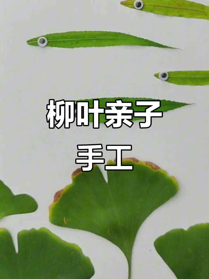 用柳叶做亲子树叶画,简单又有趣